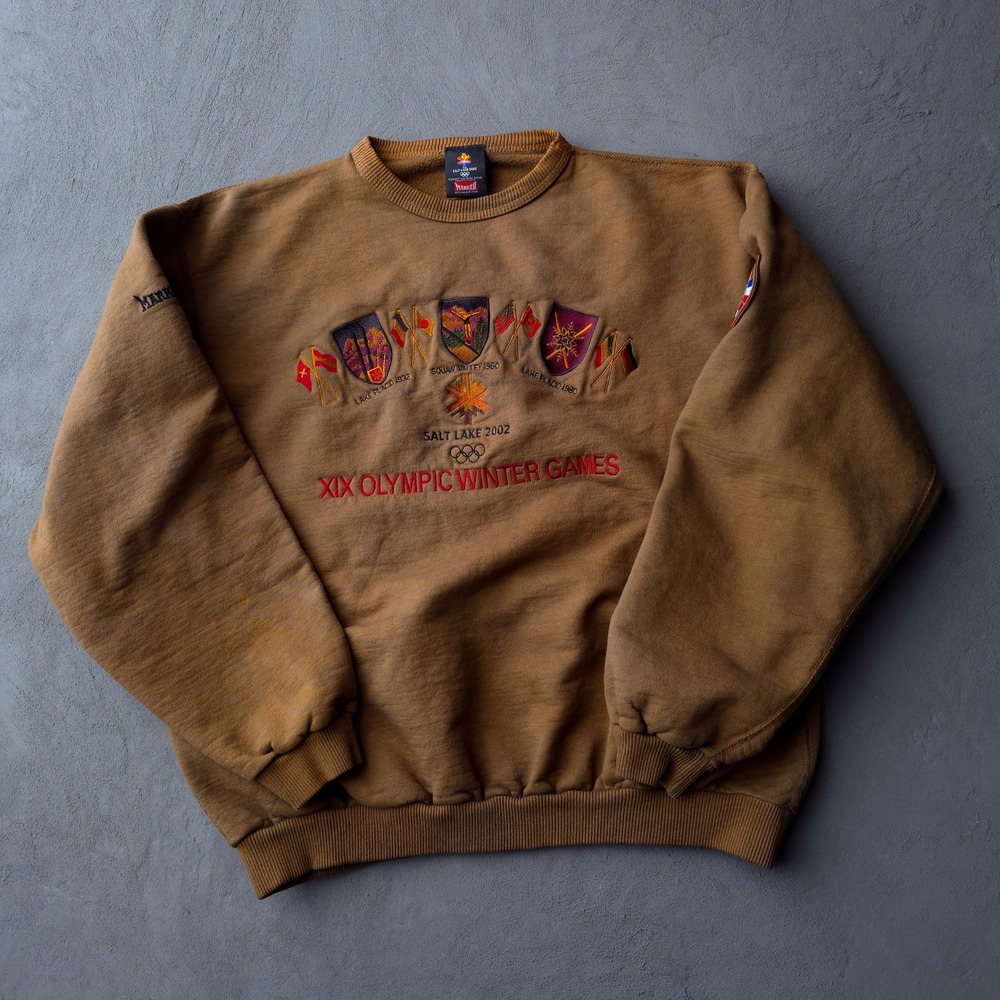 Vintage 2000s Marker Brown Salt Lake 2002 Olympic Winter Games Sweatshirt XL